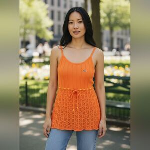 Lacoste Orange Knit Tank Top